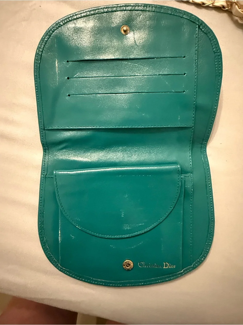 Dior Teal Leather Pouch Wallet